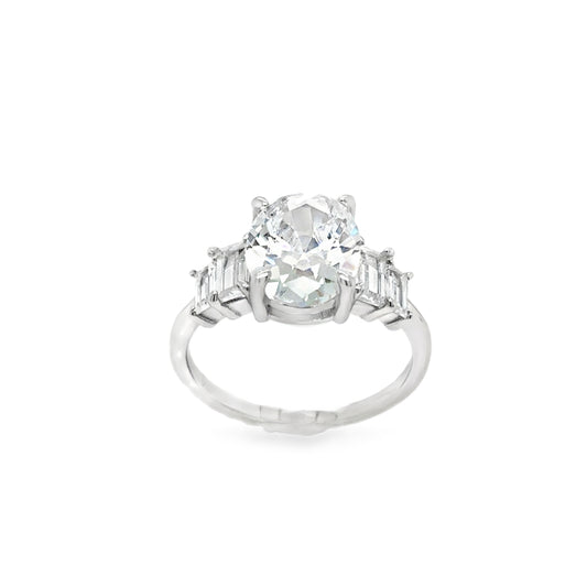 Sterling Silver CZ Oval With Step Shoulders