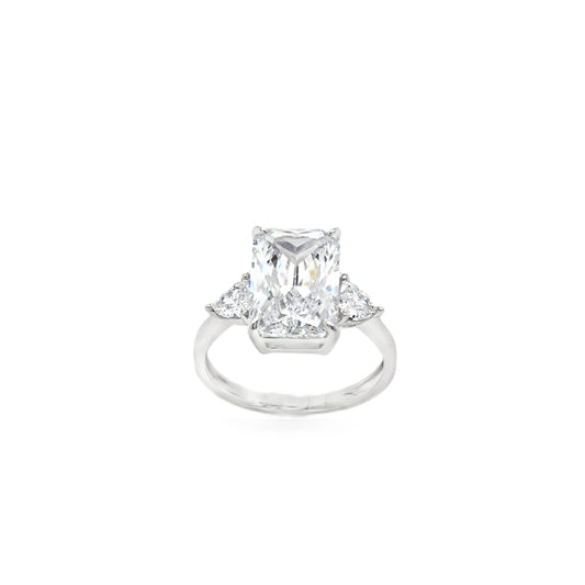 Sterling Silver Rectangular CZ Ring With CZ Shoulders