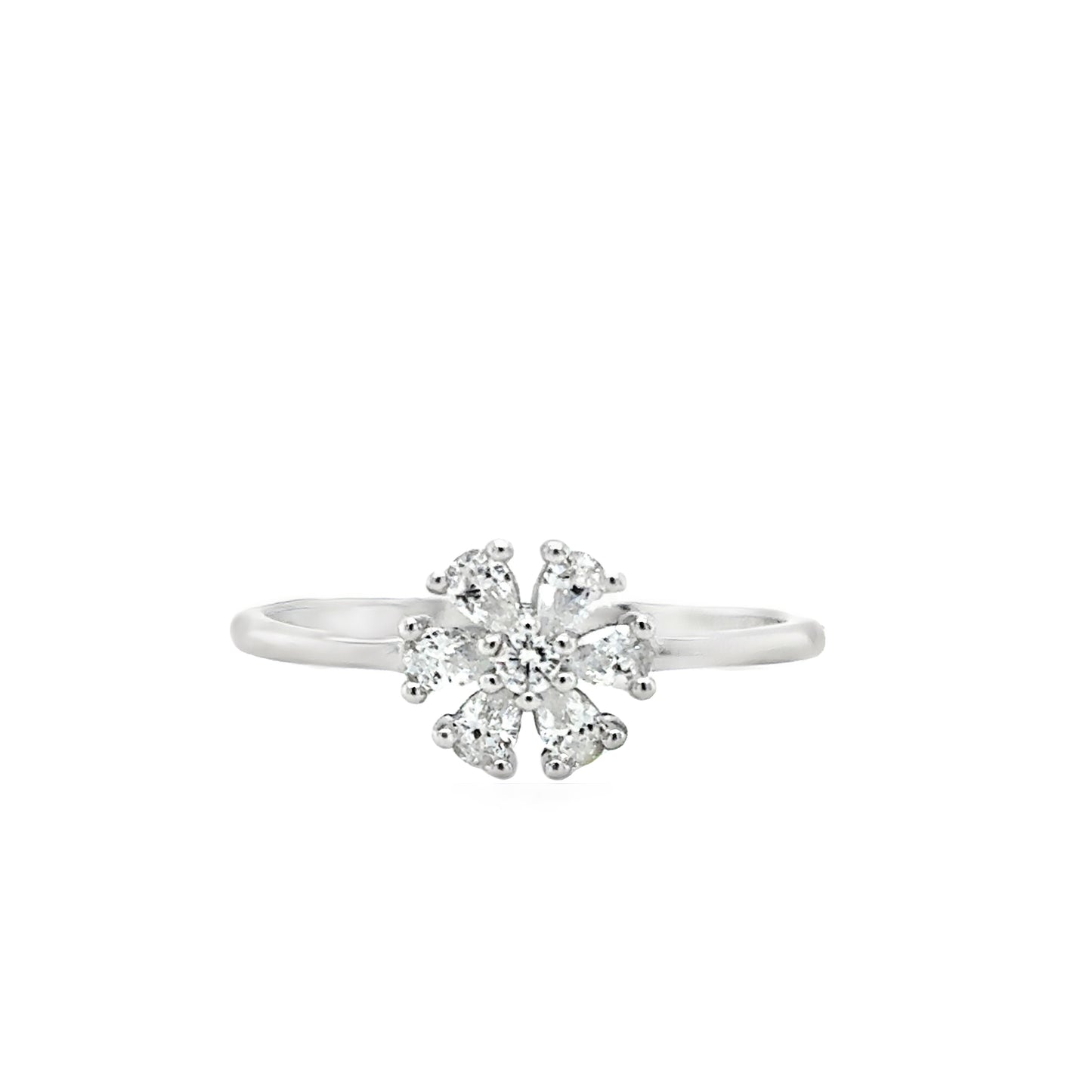 Sterling Silver CZ Flower Ring