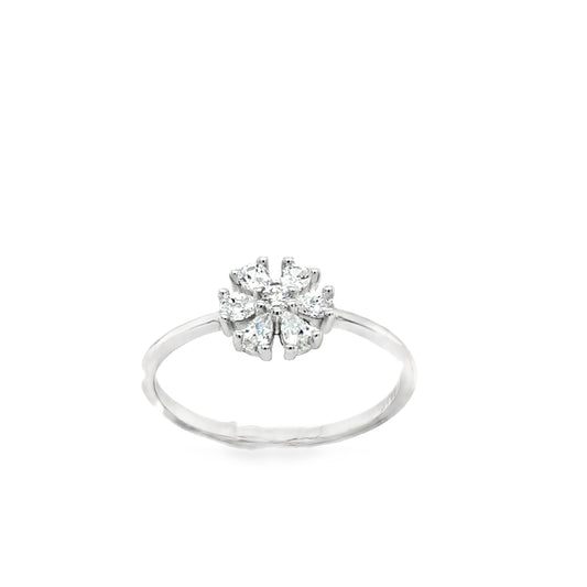Sterling Silver CZ Flower Ring