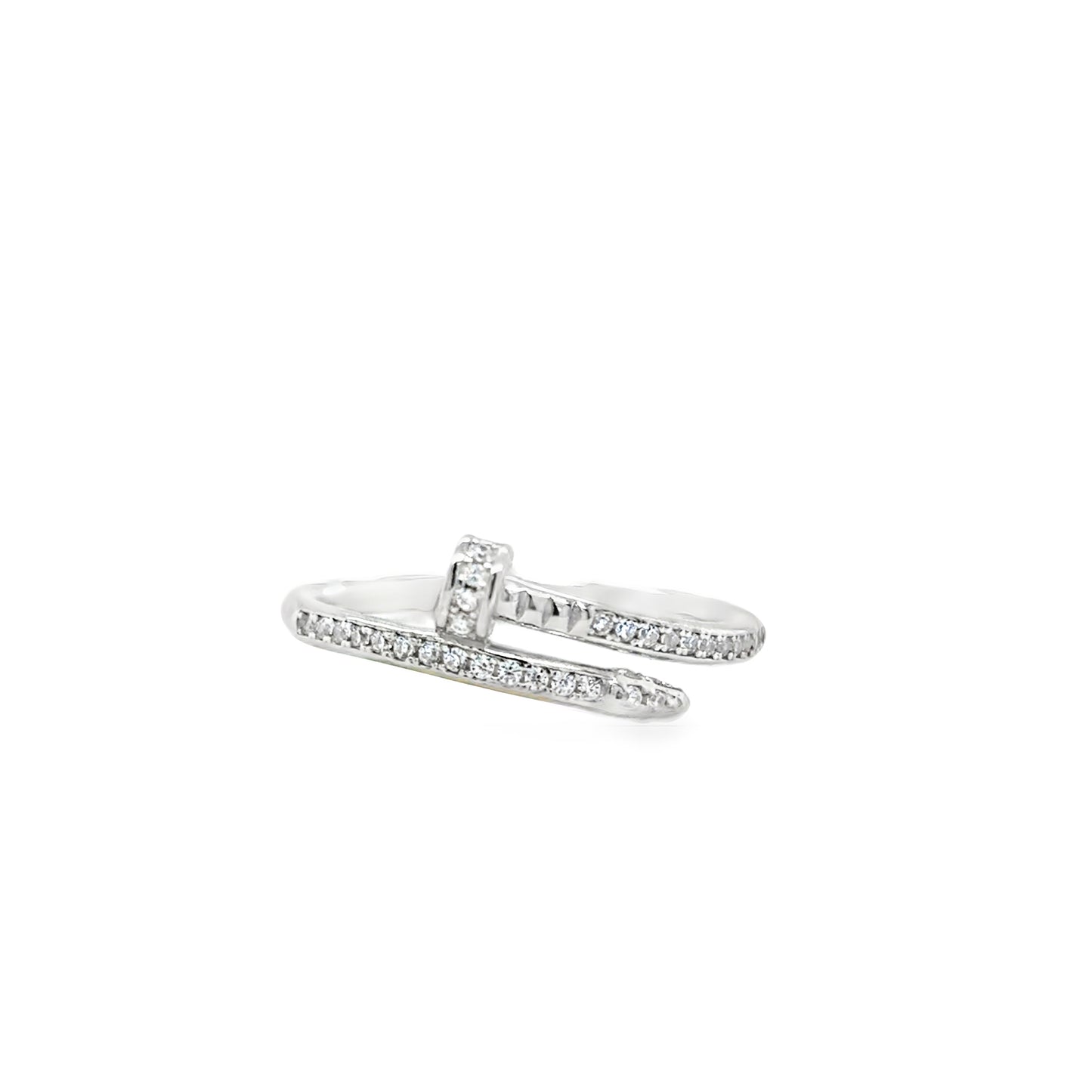 Sterling Silver CZ Nail Ring