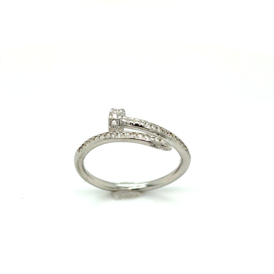 Sterling Silver CZ Nail Ring