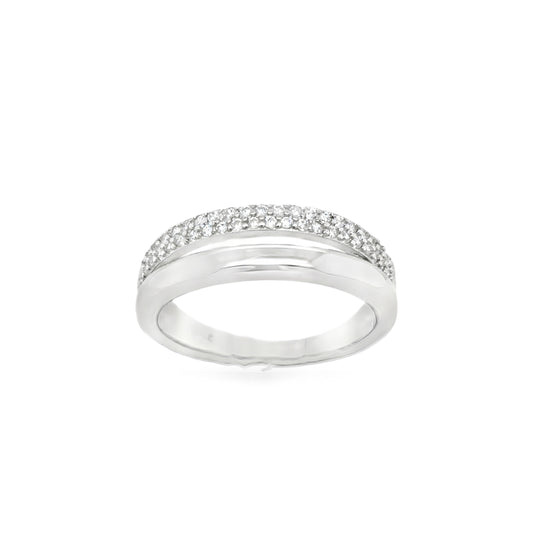 Sterling Silver CZ & Polished Split Band Ring