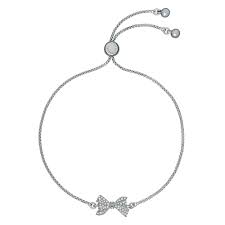 Ted Baker Silver Plated Barset CZ Bow Adjustable Bracelet