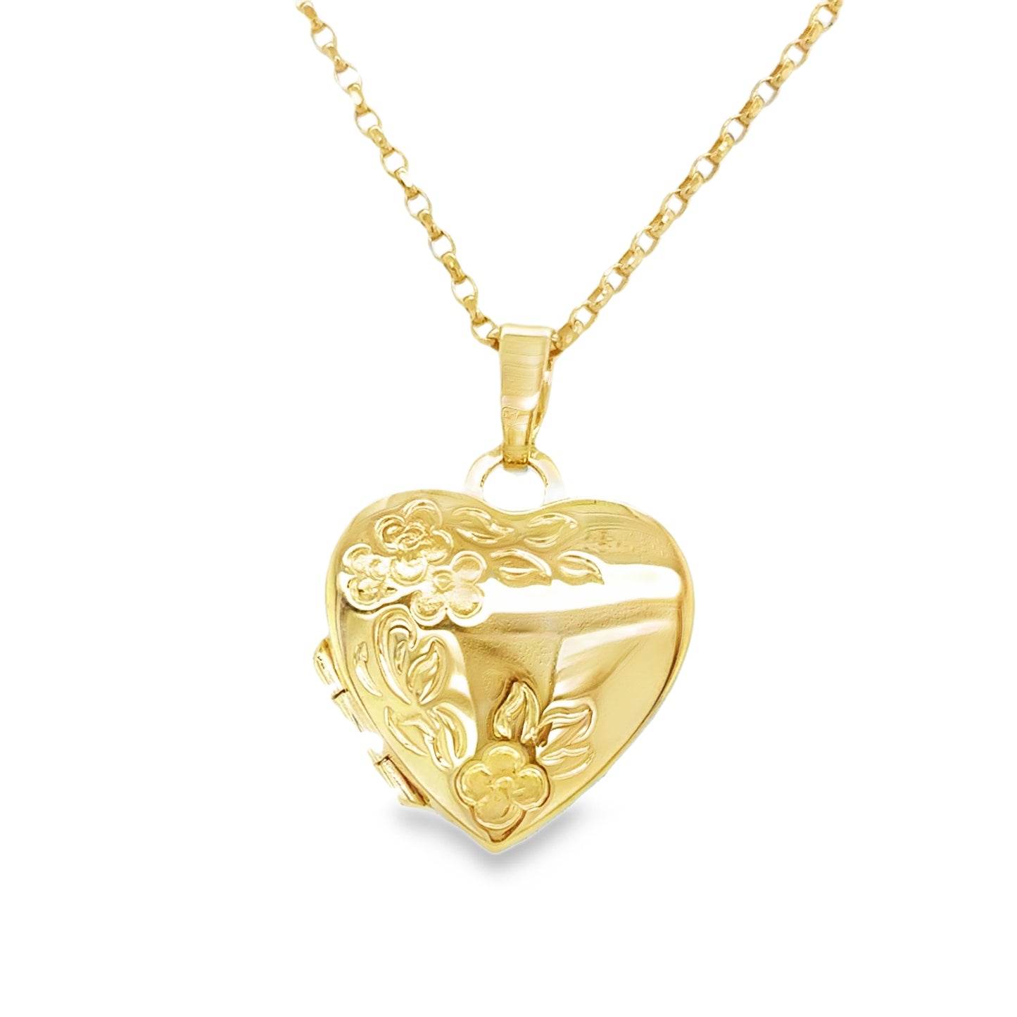 9ct Heart Locket With Flower Design