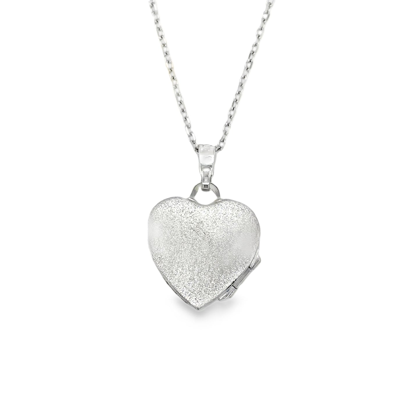 9ct White Gold Heart Locket With Shell Detail