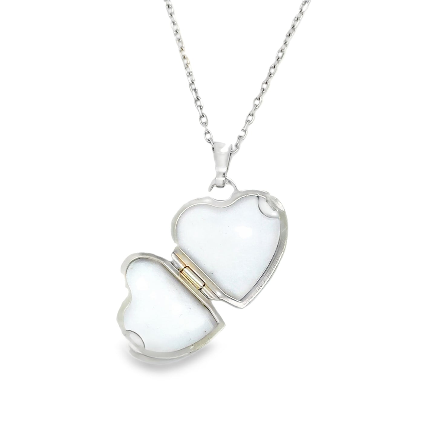 9ct White Gold Heart Locket With Shell Detail