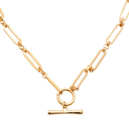 Burren 18ct Gold Plated Two of Hearts T-Bar Necklet