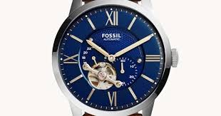 Gents Fossil Townsman Blue Dial Chronograph Automatic With Brown Strap