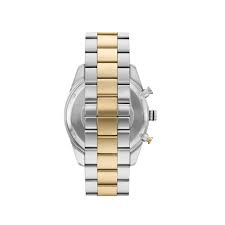 Gents Armani Two Tone Racer Chronograph Watch With Black Dial