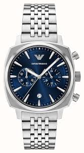 Gents Armani Stainless Steel Blue Dial Chronograph Watch 40mm