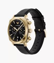 Gents Armani Rolled Gold Black Dial Chronograph Watch 40mm