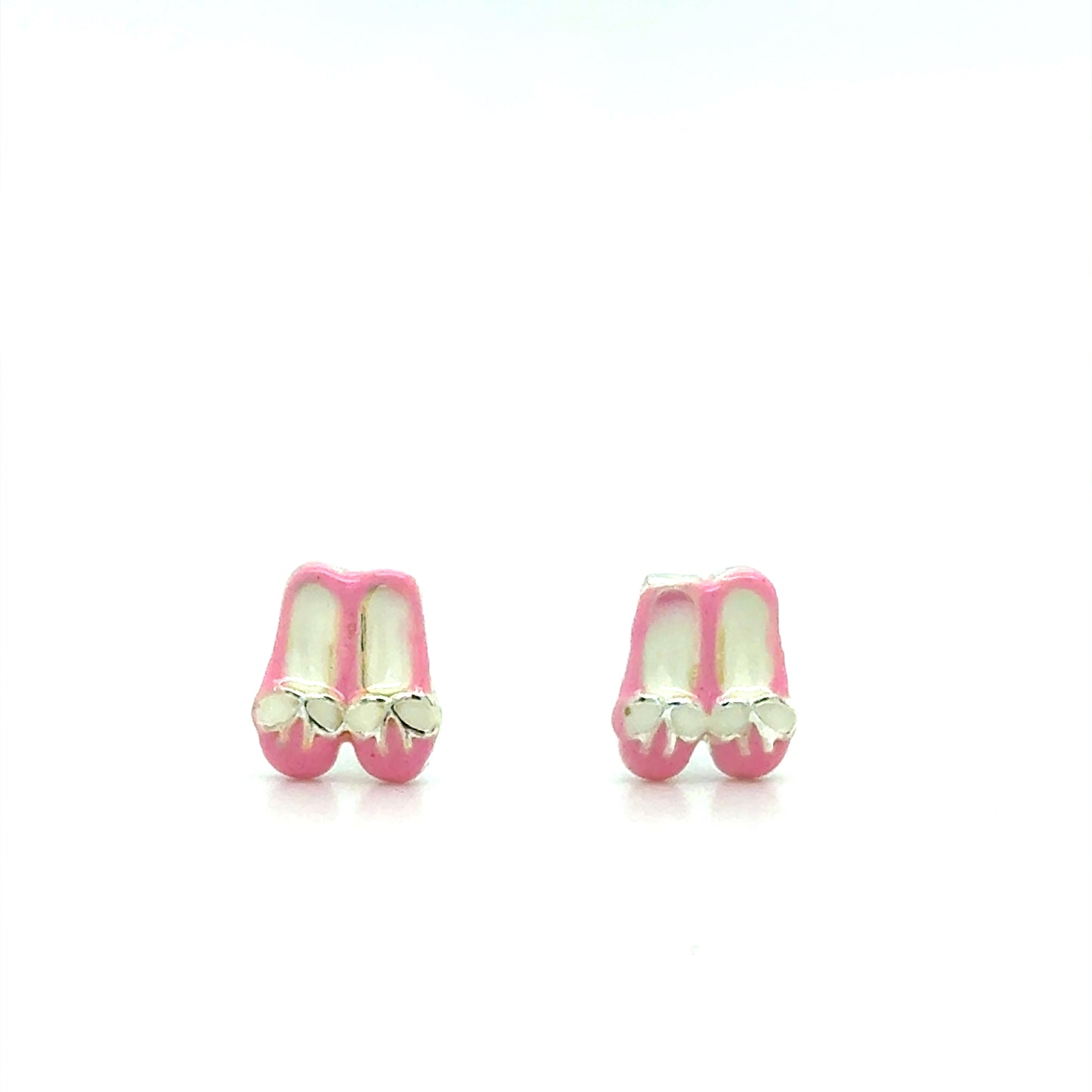 Sterling Silver Kids Enamel Pink Ballet Slipper Earrings