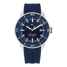 Gents Tommy Hilfiger Remy Blue Dial Watch With Rubber Strap