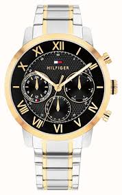 Tommy Hilfiger Th-Oxford Two Tone 42mm Black Chronograph Watch