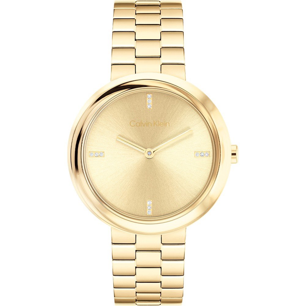 Ladies Calvin Klein Twisted Bezel Gold Dial