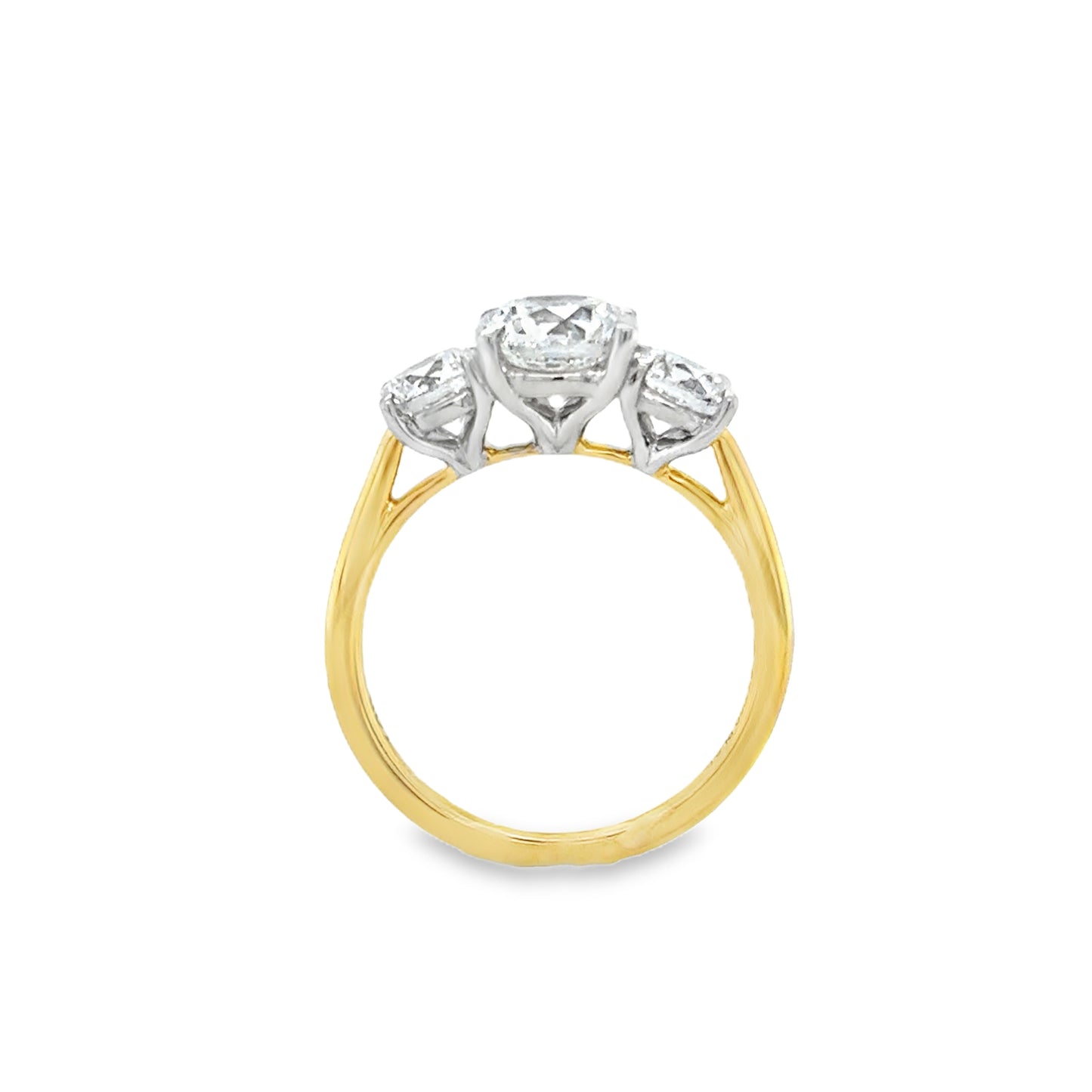 18ct 3 Stone Graduated Round Brilliant Cultured Diamond Ring 2.50ct