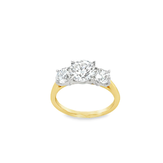 18ct 3 Stone Graduated Round Brilliant Cultured Diamond Ring 2.50ct