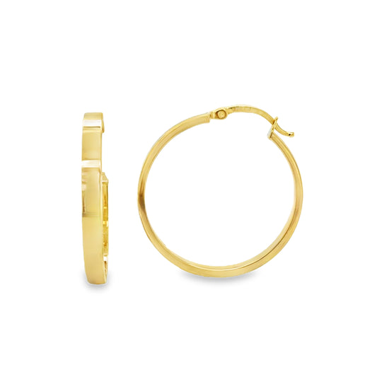 9ct Flat Polished 15mm Hoop Earrings
