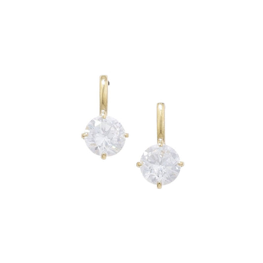 9ct CZ 4 Claw Round Drop Earrings