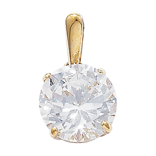 9ct 8mm Round CZ Pendant