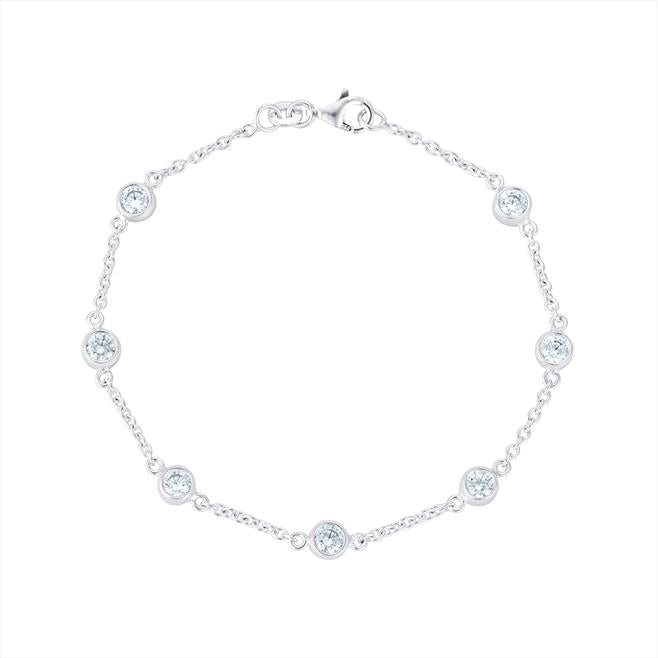 Sterling Silver CZ Rubover Scatter Stone Bracelet
