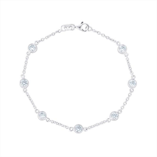 Sterling Silver CZ Rubover Scatter Stone Bracelet