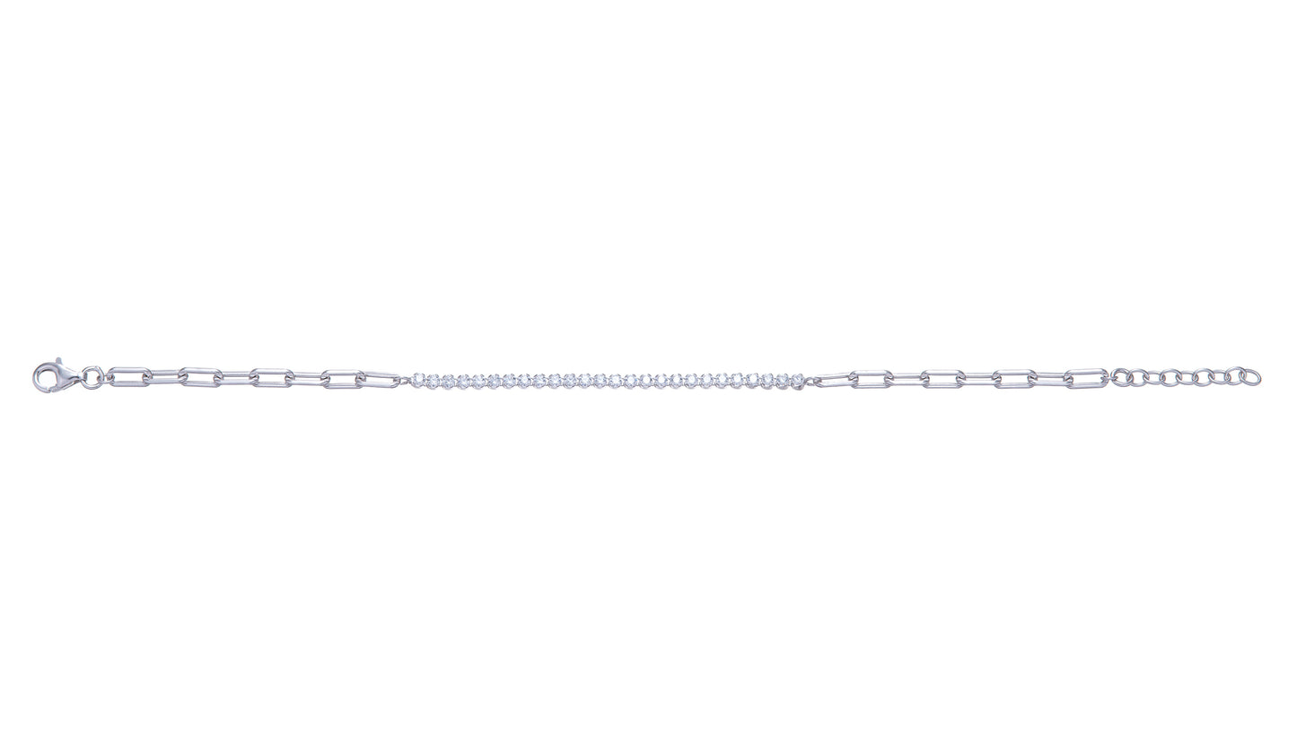 Sterling Silver 1/2 Tennis & Paperlink Bracelet