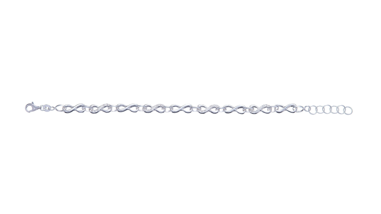 Sterling Silver CZ Infinity Link Bracelet