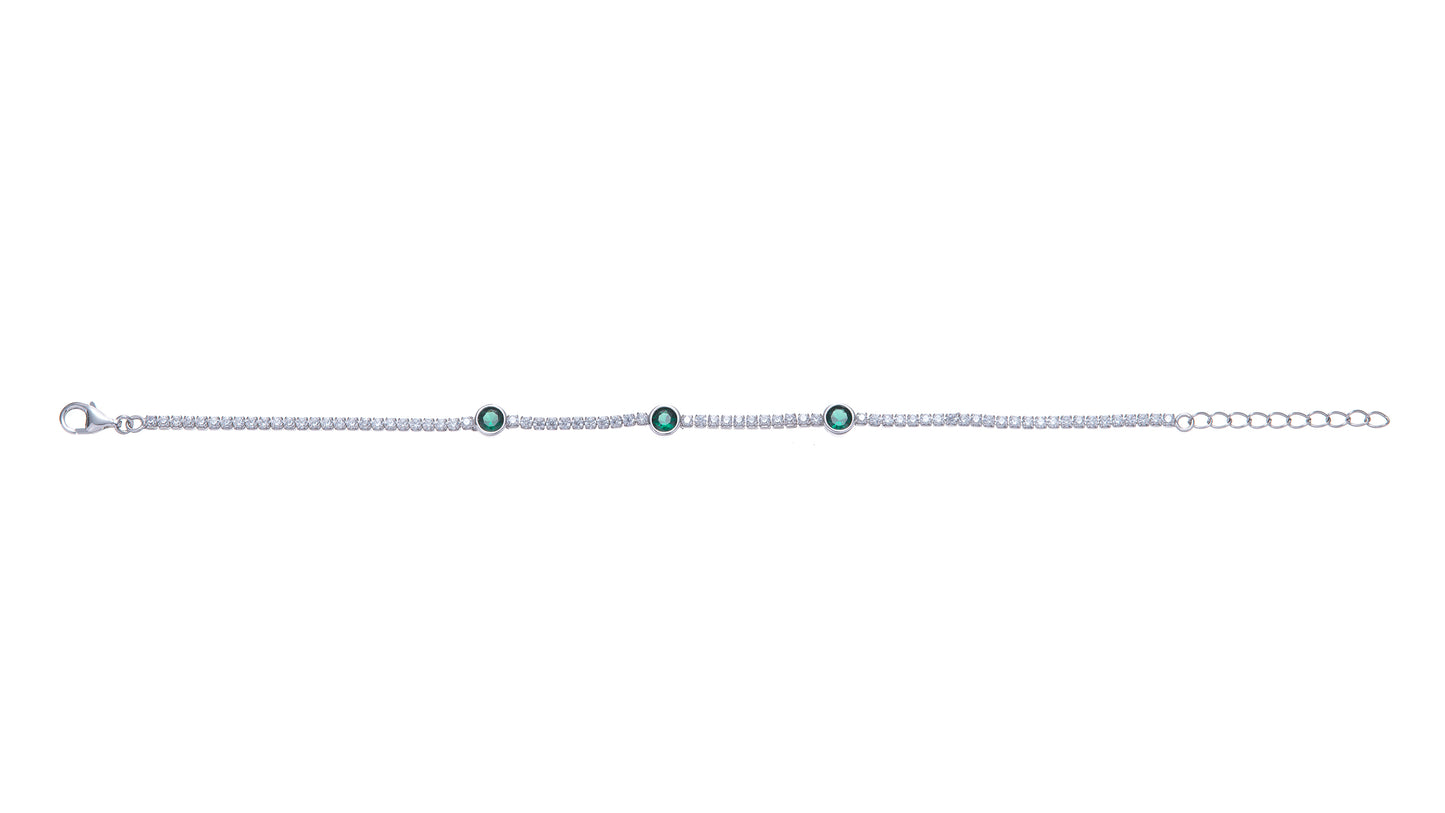 Sterling Silver Tennis Bracelet With Rubover Green CZ