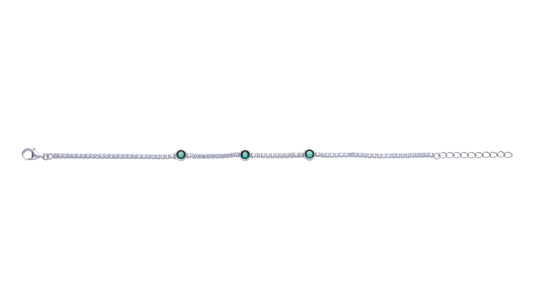 Sterling Silver Tennis Bracelet With Rubover Green CZ