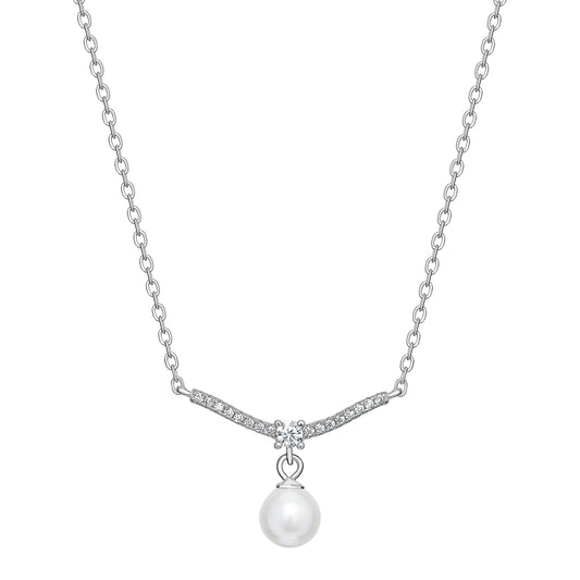 Sterling Silver Pearl Drop Hammock Necklet