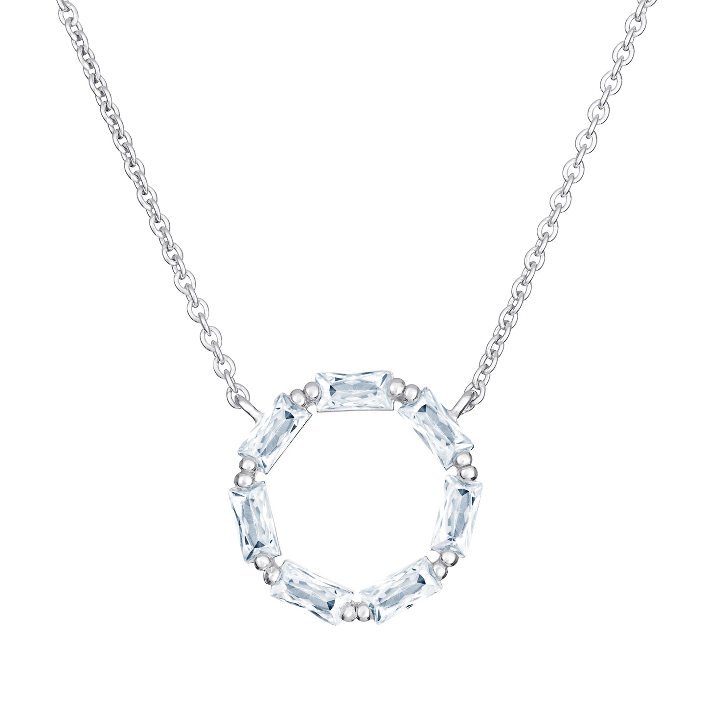 Sterling Silver CZ Open Circle Necklet