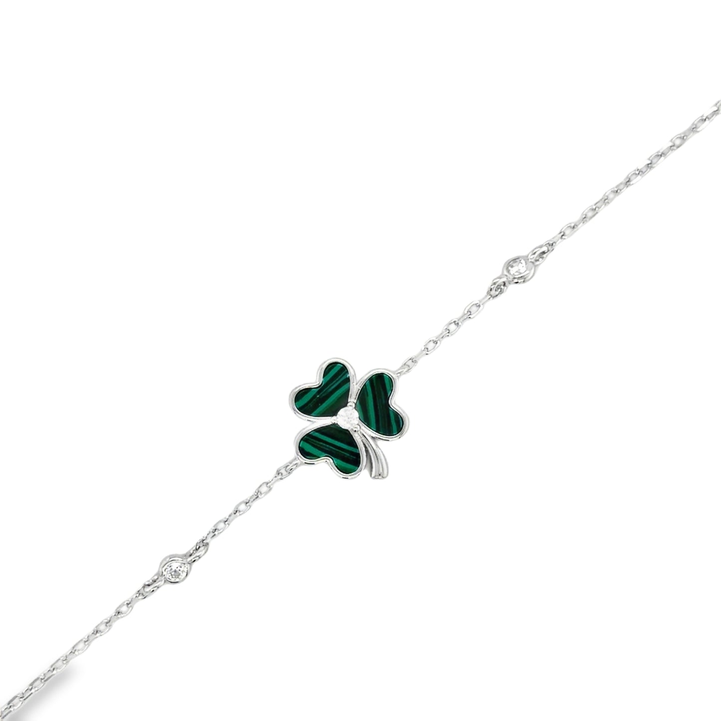 Sterling Silver Green Shamrock Bracelet