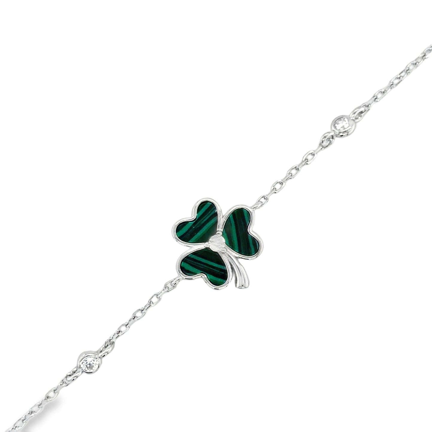 Sterling Silver Green Shamrock Bracelet
