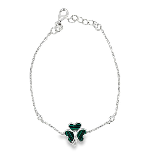 Sterling Silver Green Shamrock Bracelet