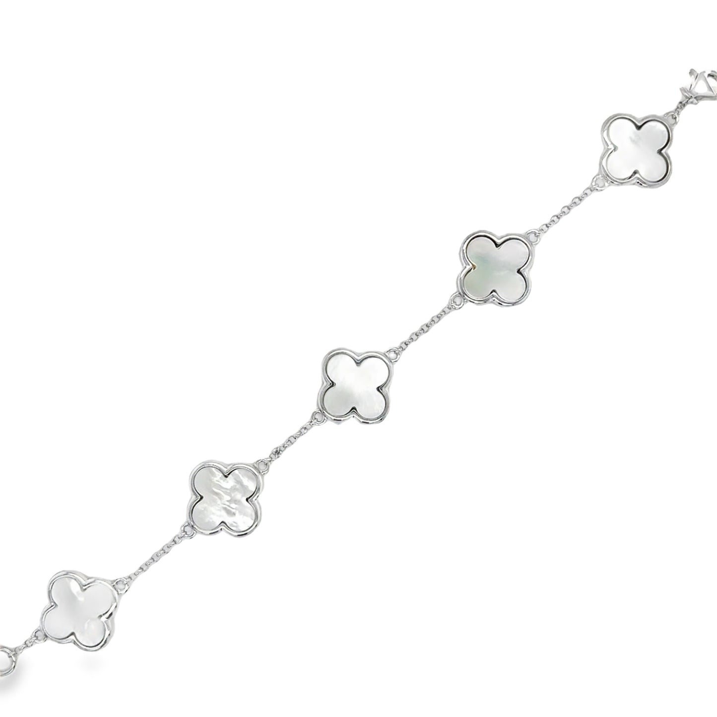 Sterling Silver Mother Of Pearl Clover Bracelet