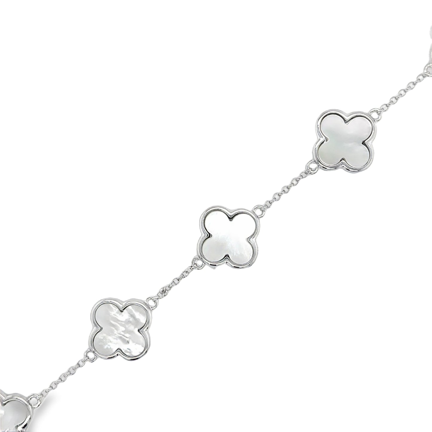 Sterling Silver Mother Of Pearl Clover Bracelet