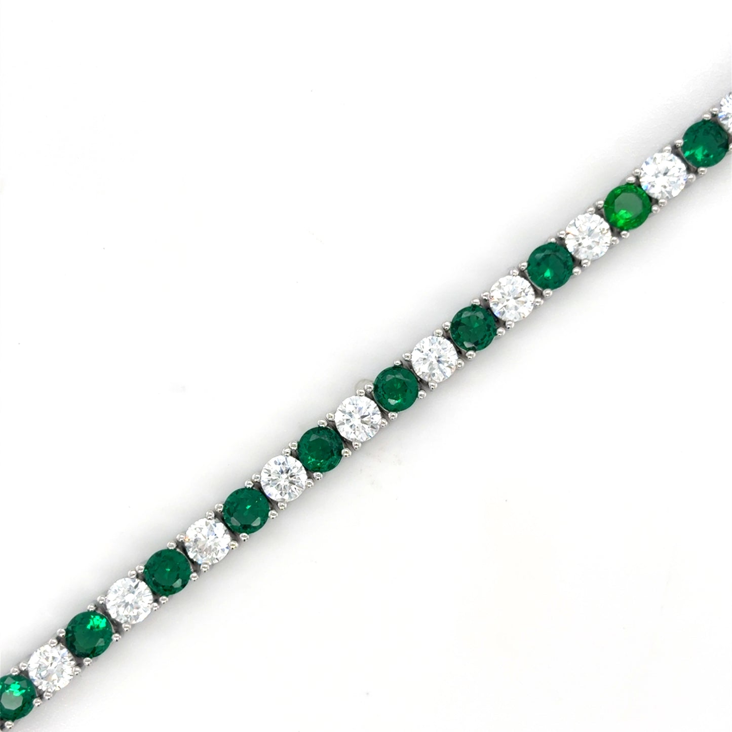 Sterling Silver 4mm CZ White & Green Tennis Bracelet