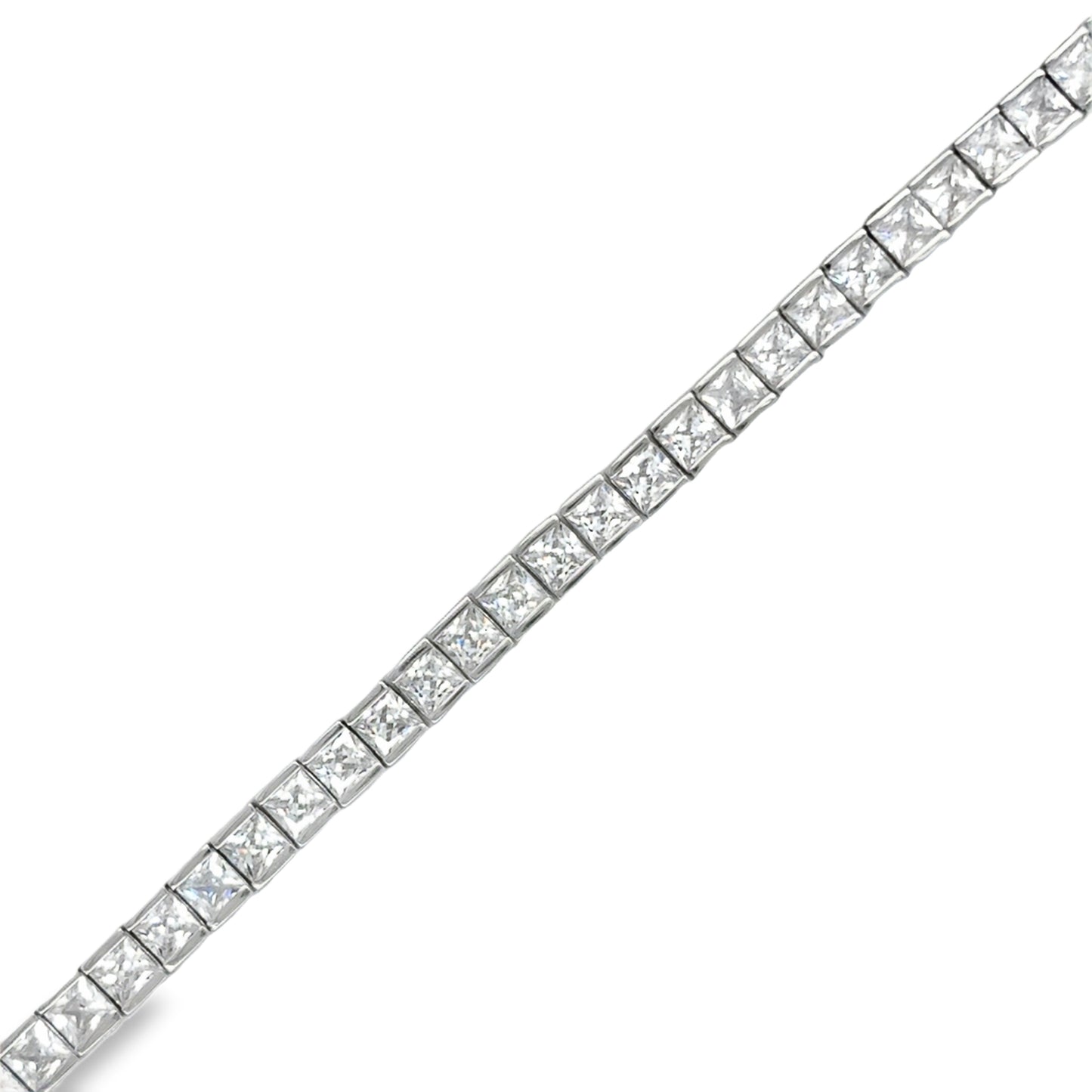 Sterling Silver 3mm CZ Princess Cut Tennis Bracelet
