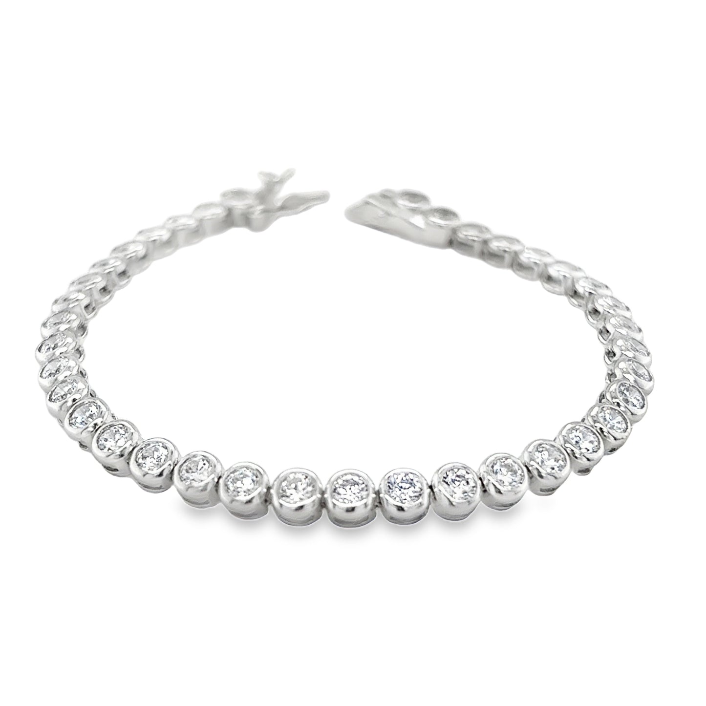 Sterling Silver 4mm CZ Rubover Tennis Bracelet