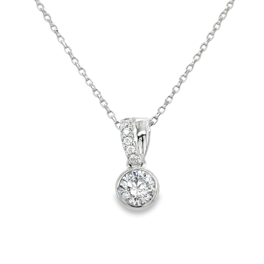 Sterling Silver CZ Round Pendant With Stone Set Baile
