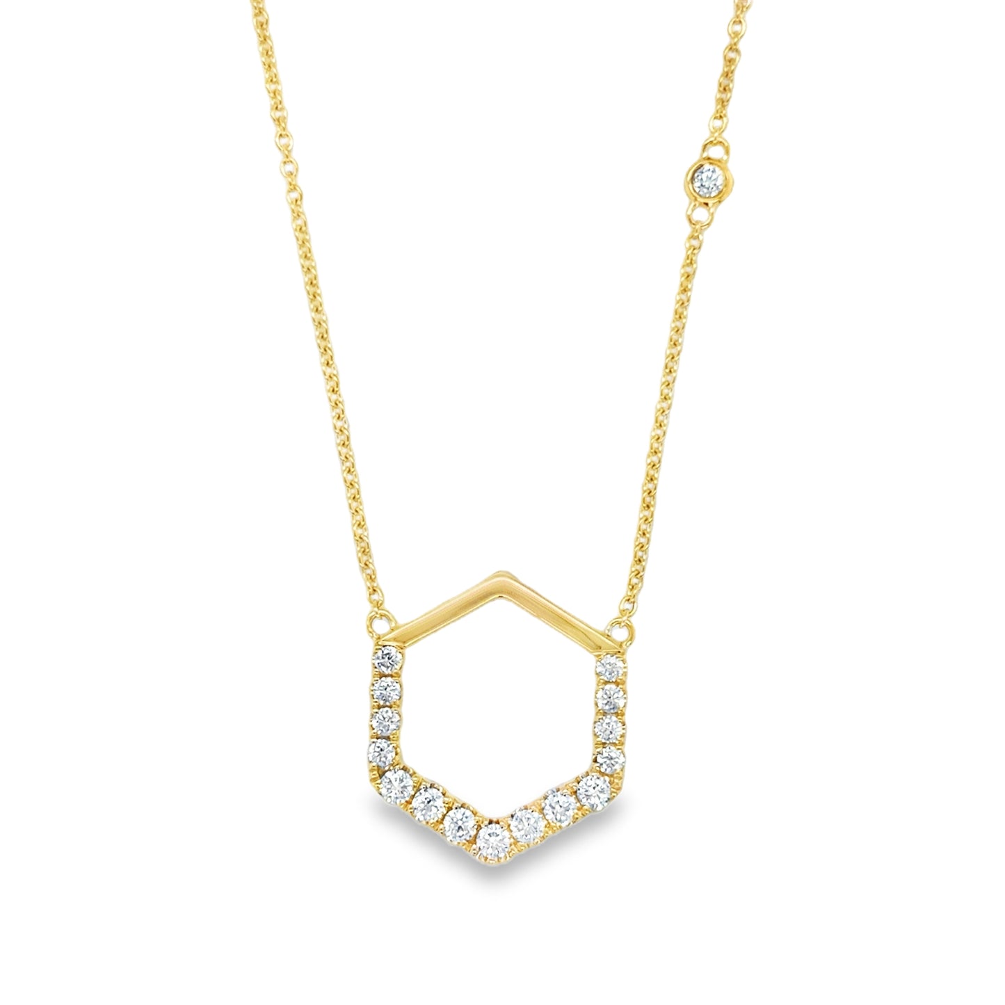 14ct Yellow Gold Diamond Set Open Hexagon Pendant .40ct