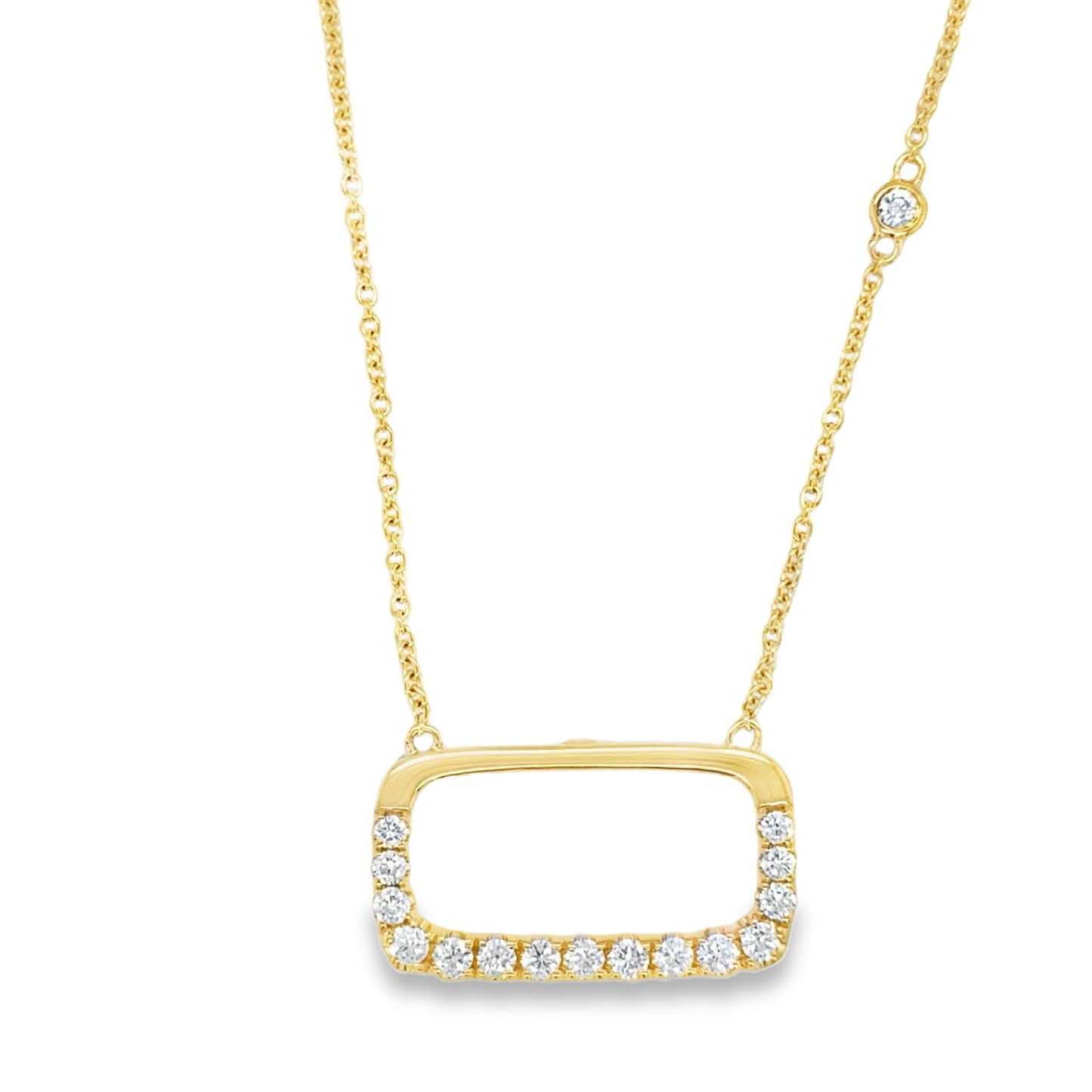 14ct Yellow Gold Diamond Set Open Rectangle Necklet .40ct