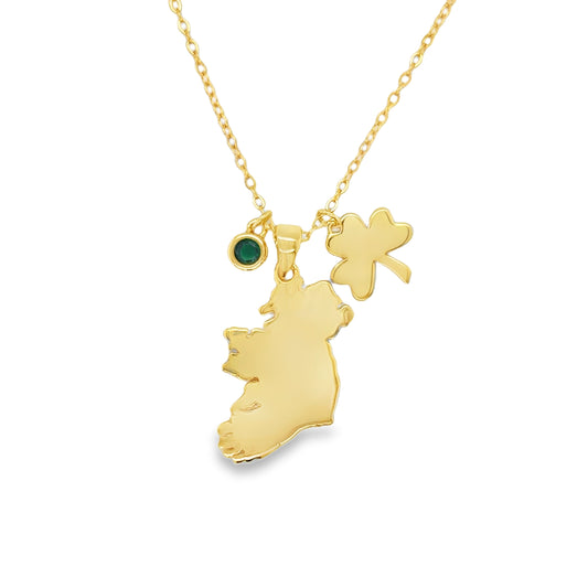 Sterling Silver Ireland Necklet With Charms With Gold Plating