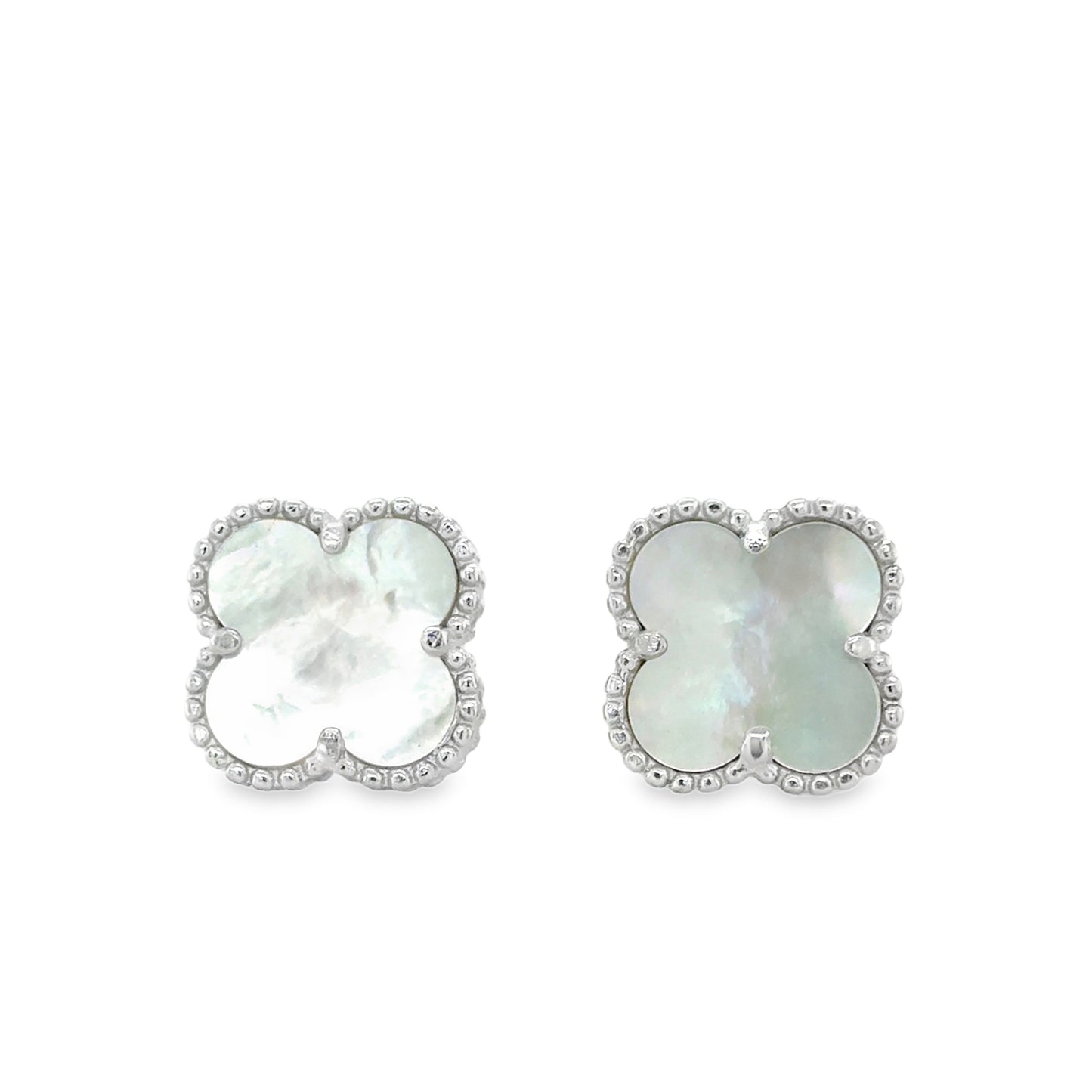 Sterling Silver Mother of Pearl Clover Earrings