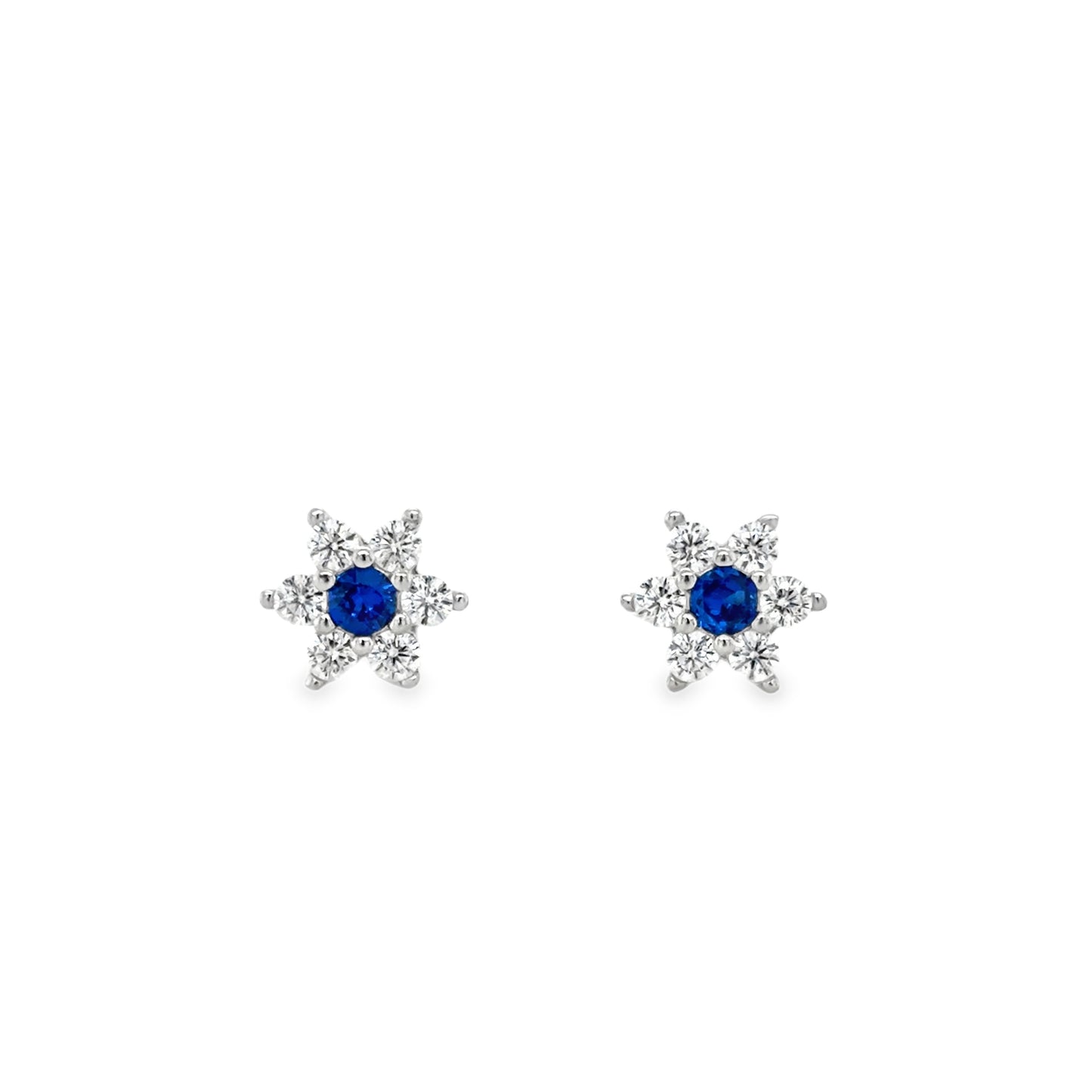 Sterling Silver Blue Cz Star Cluster Earrings