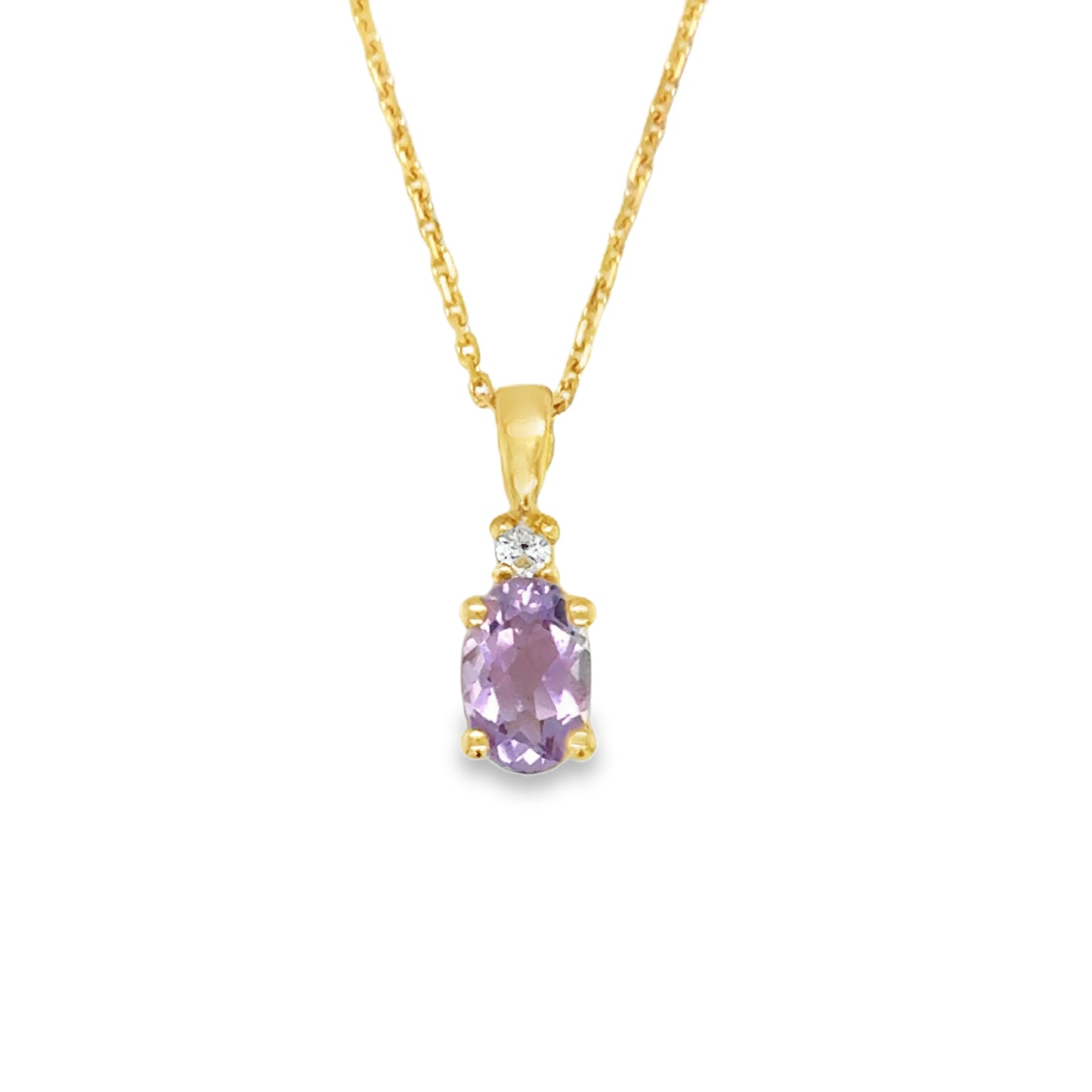 9ct Amethyst & White Topaz Oval Pendant