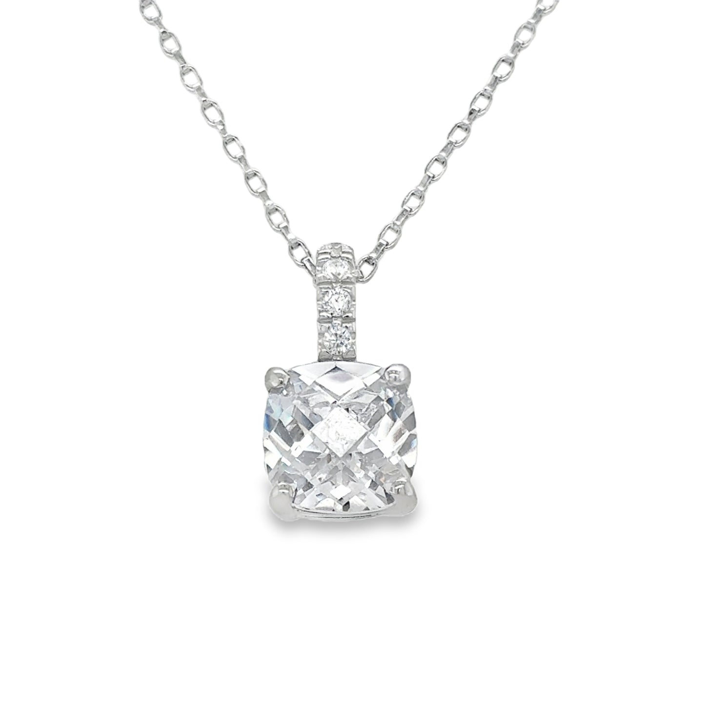 Sterling Silver CZ Round Pendant With Stone Set Baile