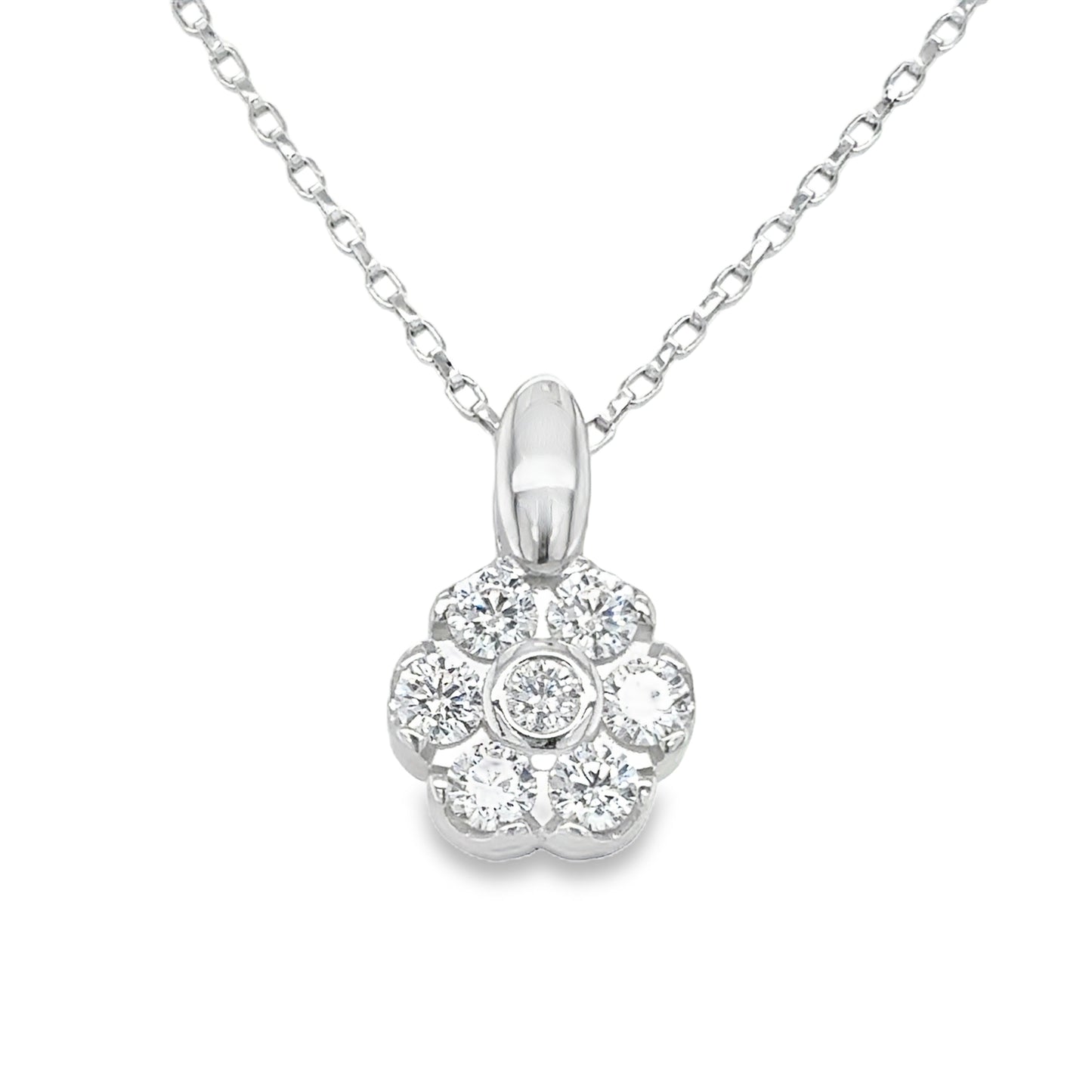 Sterling Silver CZ Flower Cluster Pendant
